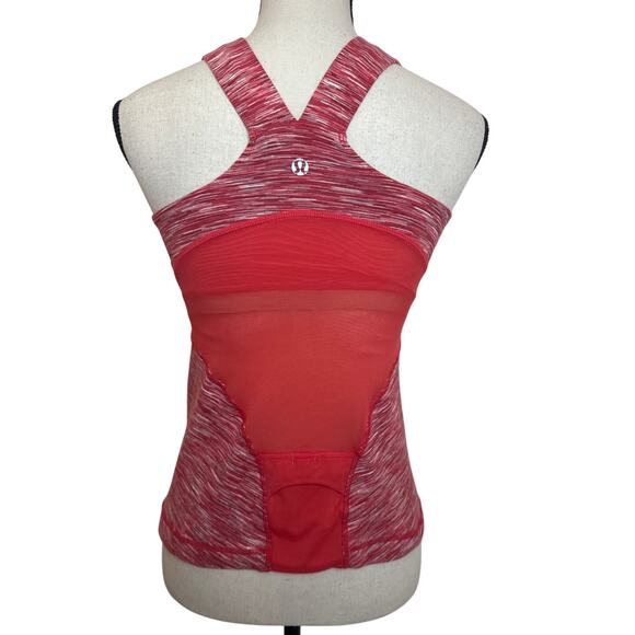 Lulumelon Women's 4 Pink Space Dye V-Neck Wrap Racerback Tank Activewear - Picture 3 of 6